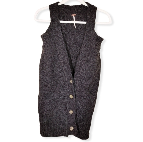 Free People Wool Blend Tunic Length Sweater Vest Size XS - Picture 1 of 13